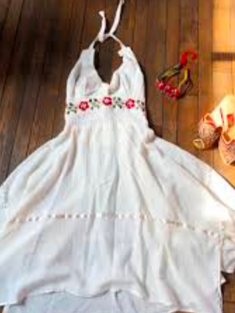 Rare Hippie Toddler Dress with Embroidered Floral Waist